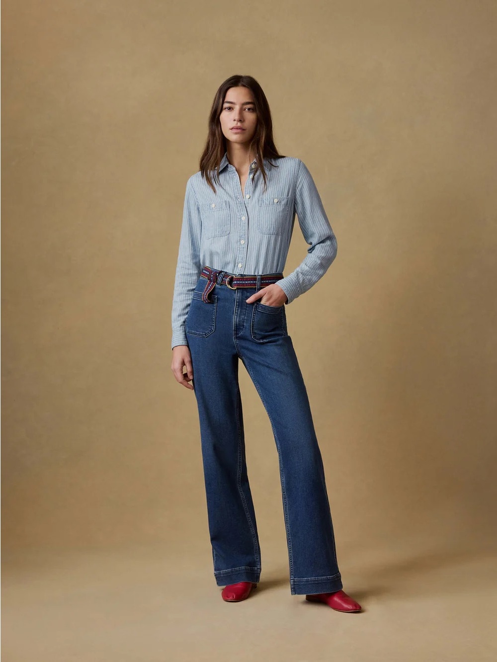 Faherty‎ Dark Blue Wide-Leg High-Rise Jeans Sz. 32